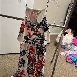 White House Black Market Floral Maxi Dress - White and Red